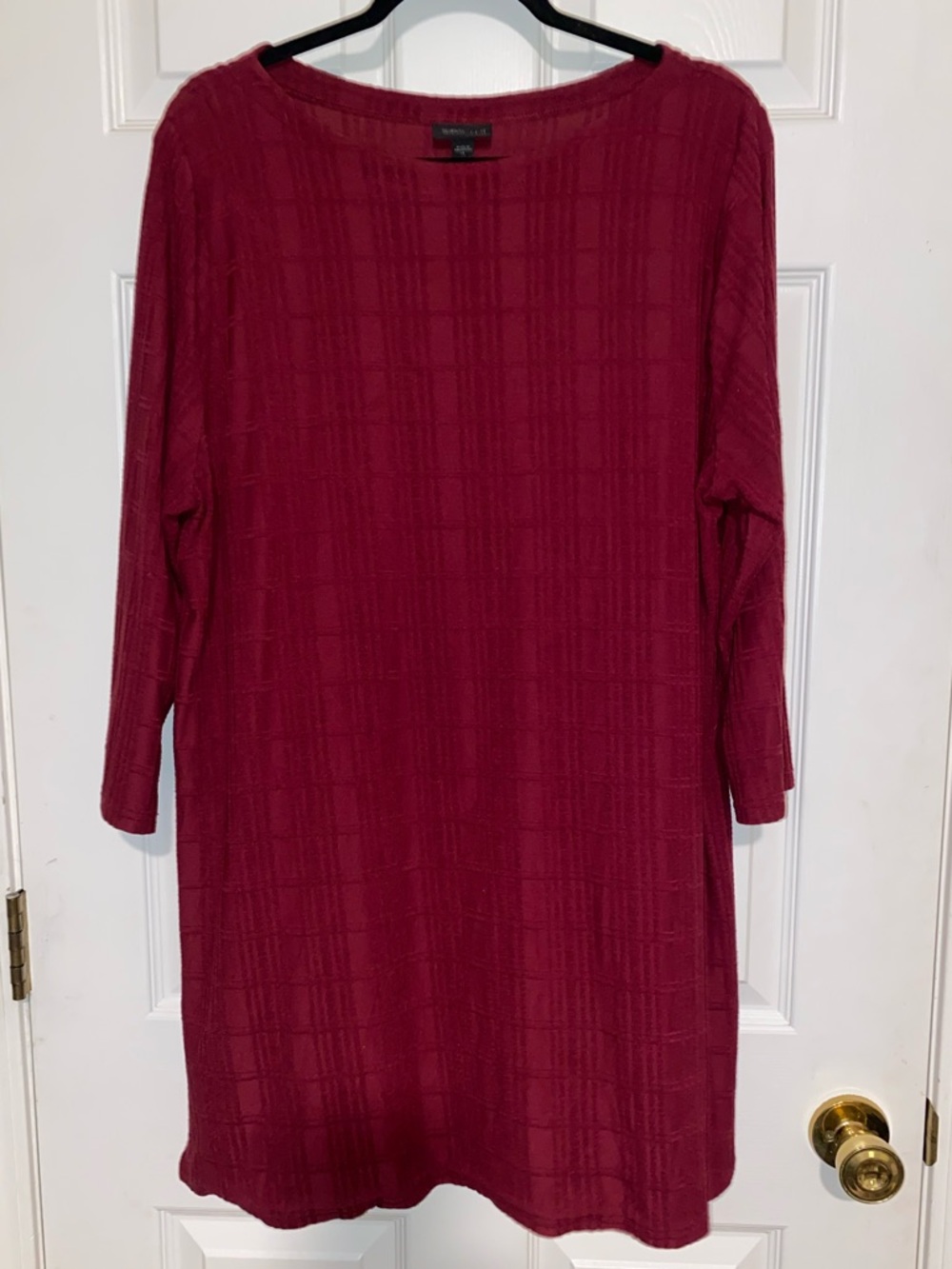 J. Jill Wearever Collection Maroon Red Knit 3/4 Sleeve Tunic Length Top